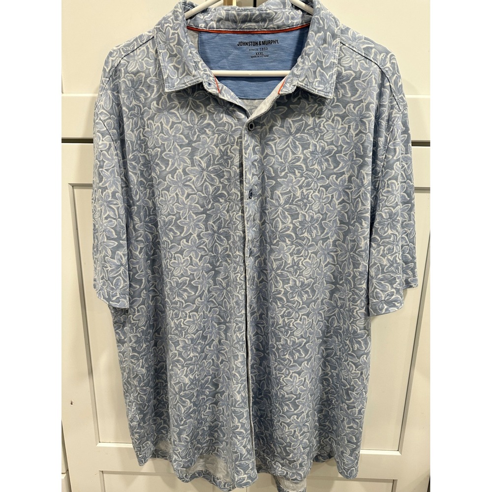 Johnston & Murphy Floral Print Button Up Shirt Short Sleeve XXXL
